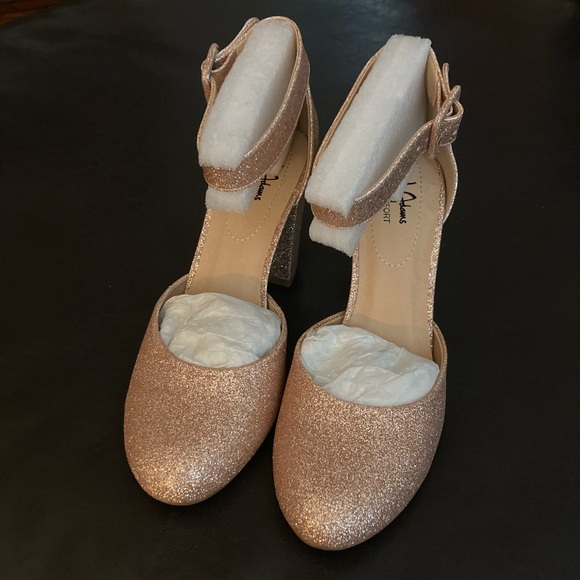 J. Adams Rose Gold Glitter Block Heel size 7.5 - Picture 2 of 7